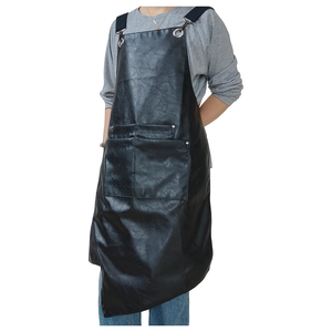 Salopette à bavette en cuir PU <span class=keywords><strong>de</strong></span> style japonais coupes <span class=keywords><strong>de</strong></span> <span class=keywords><strong>cheveux</strong></span> thé au lait magasins <span class=keywords><strong>de</strong></span> produits frais tabliers sans manches imperméables vêtements <span class=keywords><strong>de</strong></span> travail - Product Image 2