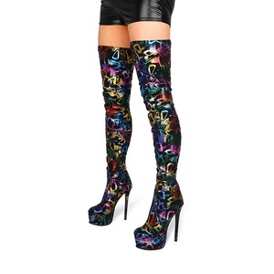 Colorful Skintight High Platform High Thin Heel Women <b>Boots</b> High Heel Thigh High Booties Side Zipper Party Over Knee High <b>Boots</b> - Product Image 2