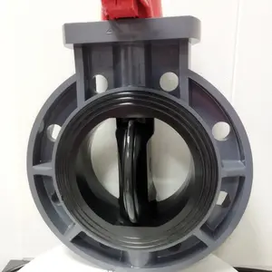 Worm Gear UPVC CPVC PPH Best Selling Flange Typle UPVC Butterfly Valve With Manual Hand Lever