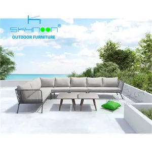 2022热卖新到设计餐厅l形花园沙发套装藤条沙发家具户外沙发家具 (01257)