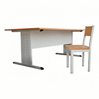 Bibliothèque scolaire bon marché, acier, bois, table de lecture simple, facile à assembler, ensemble de chaises de bureau pour l'école et la bibliothèque