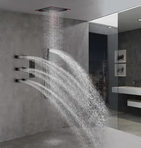 Wasserfall 3 Arbeits funktionen Größerer Regen LED Dusch kopf Touch Panel Zur Zeit arbeiten Thermostat isches Bad Dusch mischer Wasserhahn Set