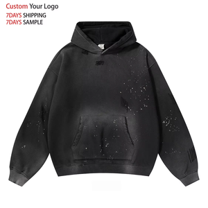 Sudadera con Capucha de Algodón Grueso de Alta Calidad, Ecológica, Resistente al Viento, con Efecto Desgastado por el Sol, Personalizable con Bordado 3D e Impresión - Product Image 1