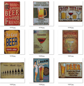 Gaoyang Decor <span class=keywords><strong>Plaque</strong></span> de <span class=keywords><strong>cocktail</strong></span> en métal vintage imprimée UV Logo personnalisé Décoration murale décorative en étain pour Pub Bar Club Man Cave - Product Image 2