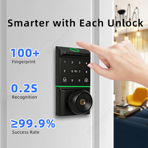 알루미늄 합금 볼 스마트 잠금장치 생체 인식 지문 터치 키패드 RFID 카드 노브 TTlock 투야 스마트 잠금 클라우드 앱 - Product Image 5