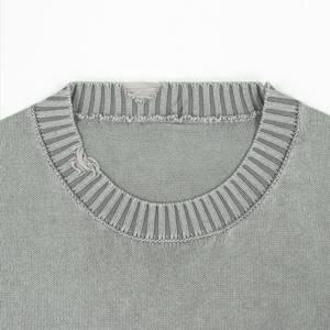 AiNear Vente <span class=keywords><strong>en</strong></span> gros de logo personnalisé Oem & Odm Chunky Sleeveless Crew Neck Ripped Rib Men's Cotton Knitted Pullover Vest Sweater - Product Image 2