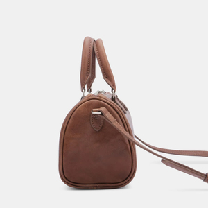 Sac Boston élégant et tendance en cuir de vachette, forme boule de bowling, tannage végétal, imperméable, avec fermeture éclair et doublure en polyester - Product Image 2