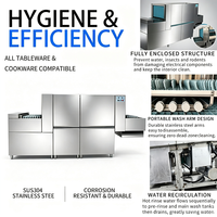Lave-vaisselle commercial à convoyeur électrique en acier inoxydable, 3000 à 4500 assiettes par heure, vitesse variable, pour hôtel, cantine, restaurant