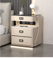Table de chevet intelligente avec haut-parleur Bluetooth, recharge sans fil, empreinte digitale et mot de passe, technologie moderne de luxe pour la chambre à coucher