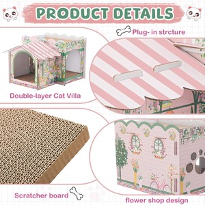 <span class=keywords><strong>Casa</strong></span> para Mascotas <span class=keywords><strong>de</strong></span> Cartón Moderna y Plegable <span class=keywords><strong>de</strong></span> 2 Pisos para Gatos, Conejos, Pájaros y Animales Pequeños - Regalo <span class=keywords><strong>de</strong></span> Navidad y Cumpleaños - Product Image 3