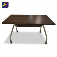 Table de formation pliable moderne gris foncé, cadre en métal, pieds en acier, mobilier de bureau, salle de classe, réunion avec roulettes