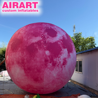 Lune gonflable géante rose personnalisée avec logo de marque pour la décoration d'atrium de centre commercial, planète gonflable de 1m à 10m pour la musique