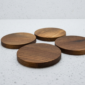 Solid Handmade Wood & <b>Epoxy</b> Resin Round Coasters with Natural Wood Inlay 9cm Diameter-REHMAN CRAFT - Product Image 1