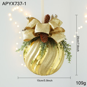Ornamen Bola Natal Spiral Besar Grosir, Pita Berkilau, Hiasan Ranting Buatan, Hiasan Gantung Pohon Natal, Dekorasi Liburan - Product Image 6