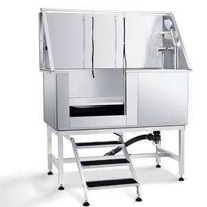 Bañera grande ecológica para perros, <span class=keywords><strong>piscina</strong></span> de lavado de <span class=keywords><strong>mascotas</strong></span> de acero inoxidable con puerta derecha y <span class=keywords><strong>escalera</strong></span> para uso en tienda de perros - Product Image 6