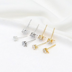 DIY diamond-<b>set</b>, 18K gold-plated zircon <b>stud</b> <b>earrings</b> with pendant and color retention; handmade <b>earring</b> accessories A61 - Product Image 1