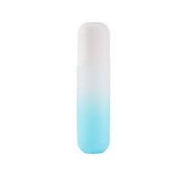 En stock – Nettoyant visage crème dégradé bleu et blanc effet eau dans l'huile, avec pompe à lotion, tampon applicateur manuel et pot en verre à large ouverture
