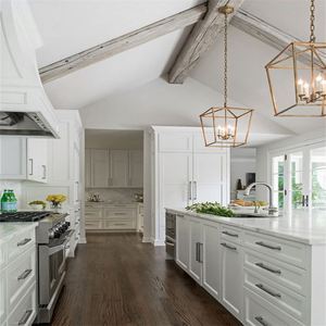 Cuisine moderne blanche professionnelle 2024, armoires RTA avec îlot, ensemble d'unités de cuisine professionnelles, nouveau projet de villa, fabriqué en bois - Product Image 5