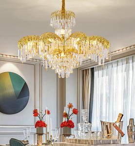 Grand <span class=keywords><strong>lustre</strong></span> classique en laiton et cristal de <span class=keywords><strong>palmier</strong></span> à 2 couches pour hôtel - Product Image 5