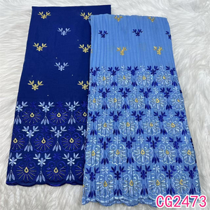 Vente en gros Lafaya tissu de dentelle suisse 2.5y + 2.5y tissu de dentelle de coton jupe plissée africaine tissu de dentelle de broderie de coton suisse - Product Image 2