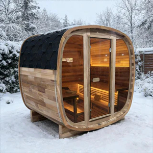 ห้องซาวน่ากลางแจ้งทรงกระบอกไม้ซีดาร์เพื่อสุขภาพ ขายตรงจากโรงงาน - Product Image 2