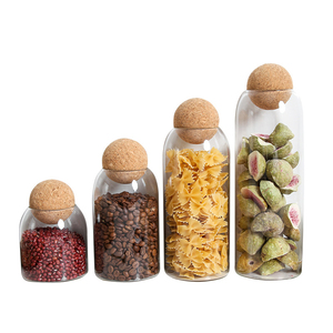 Custom LOGO Kitchen Glass Containers Wooden Glass Food Storage Glass Storage Jar Storage Bottles & Jars With Wooden Ball Lid