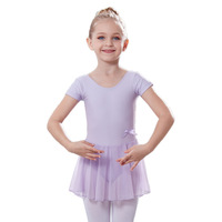 Justaucorps de ballet rose avec jupe, tenue de gymnastique, robe de ballerine, vêtements de danse classiques à manches courtes, costume pour filles