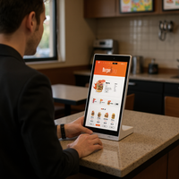 Tablette Android POS 10,1 pouces en plastique en forme de L pour la publicité, idéale pour les restaurants, avec RJ45, NFC, Android 11 OS, 32 Go de stockage, pour ascenseurs