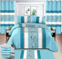 Parure de lit 8 pièces imprimée taille King avec rideaux assortis, idéale pour toutes les saisons – Fabrication chinoise