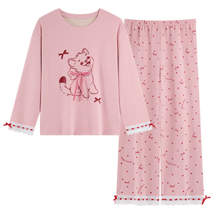 Set di indumenti da notte autunno e inverno in velluto tedesco <span class=keywords><strong>pigiama</strong></span> carino cartone animato da <span class=keywords><strong>donna</strong></span> dolce caldo Cashmere AB può indossare il <span class=keywords><strong>pigiama</strong></span> - Product Image 5
