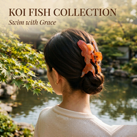 Pince à cheveux artisanale YuAo en acétate, style chinois, avec poissons rouges et carpes koï - Cadeau vintage pour femme, 12 cm