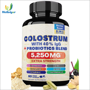 תוספת כוח קולוסטרום 5250 מ "ג עם 40% + פרוביוטיקה, 8 ב-1 תמיכה חיסונית עם אבץ אלדרברי, 60 קפסולות צמחוניות - Product Image 1