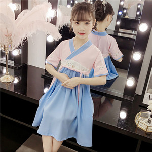 Compras en Línea al por Mayor, Vestidos de Verano para Niñas con Bonitos Bordados de Flores, Estilo Chino Hanfu con Cintas, de Proveedor Chino - Product Image 2