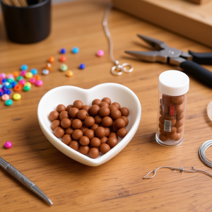 Perline Rotonde ILAN da 8mm Colore Caffè per Creazione di Gioielli - Product Image 3