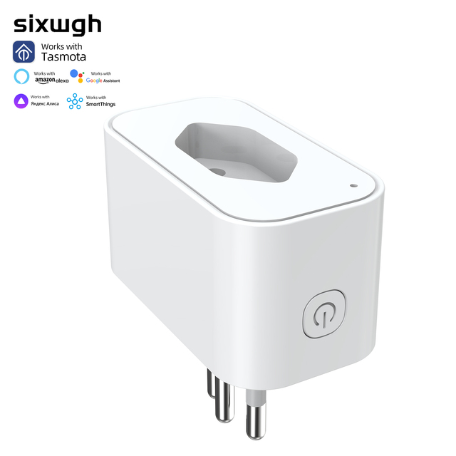 SIXWGH Brazilian Tasmota Smart Plug 16A Wi-Fi Enabled Rotatable Design Works Home Assistant Alexa Google Home MQTT Open Source