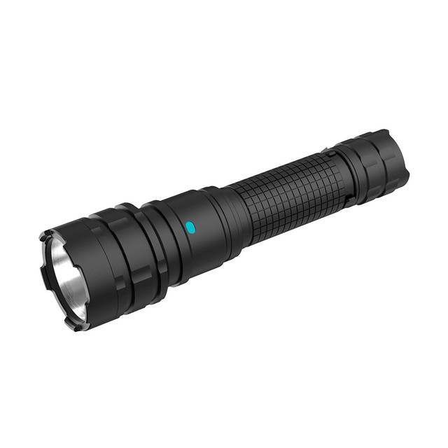 1900LM High Power USB Rechargeable Flashlight 630M Beam IP65 Waterproof 7500K Cool White Light for Security Patrol Night