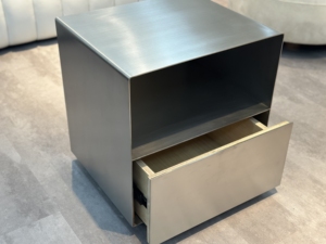 Modern Luxury <strong>Silver</strong> Stainless Steel Nightstand <strong>Bedside</strong> <strong>Table</strong> with Storage - Product Image 2