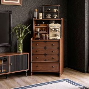 Cómoda Alta Multifuncional de Madera Maciza de Primera Calidad, con Compartimento Abierto, 6 Cajones, Gran Capacidad de Almacenamiento, Estilo Vintage Marrón, Aparador Retro para Cafetería - Product Image 4