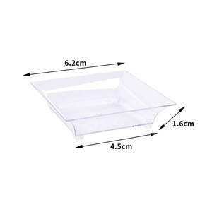 Platos Cuadrados Mini Desechables de Plástico Transparente para Postres, Grado Alimenticio, Color y Logotipo Personalizables para Fiestas, Bodas y Aperitivos - Product Image 6