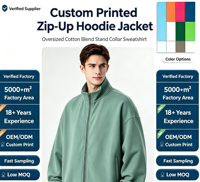Veste Homme Oversize à Col Montant Zippé Couleur Unie Personnalisée pour Jeunesse, Échantillonnage Rapide, Fabrication en Usine, Hauts Décontractés d'Automne