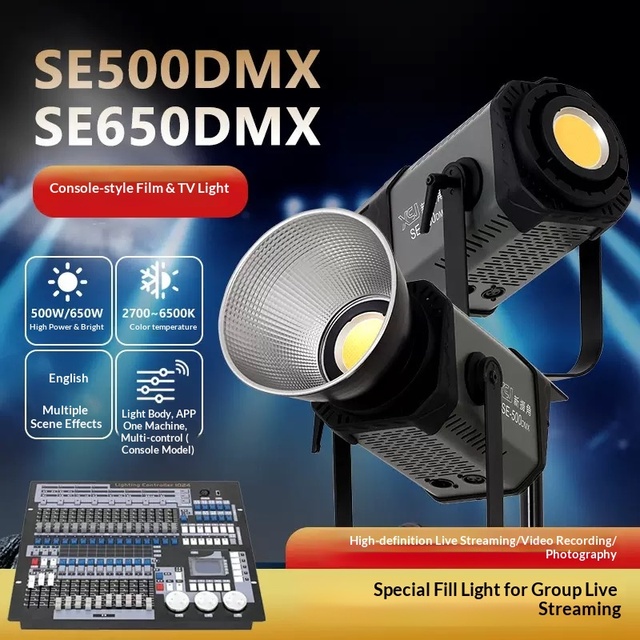 Martian 650w Cob Light with Soft Box Bi Color Photography Light Mount Film Photography Equipment Filming Tv Studio