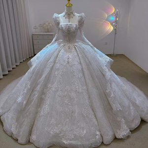 Robes de mariée luxueuses avec un design en dentelle exquis et scintillant, robes de mariée arabes, Lsjj98 - Product Image 1