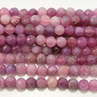 Perles rondes facettées en rubis naturel 4 mm