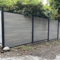 Panel Pagar WPC Seamless Co-extrusion Komposit Motif Kayu dengan Tiang Aluminium untuk Dinding Beton Luar Ruangan