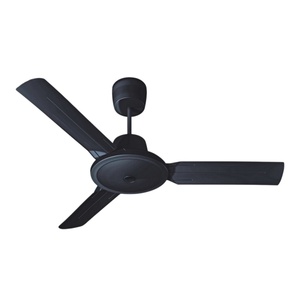 48-inch matte black and white electric <b>ceiling</b> fan, solid copper motor, 5-speed controller, AC power, metal blades - Product Image 1