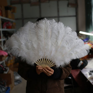 Rayon 45cm blanc plume d'<span class=keywords><strong>autruche</strong></span> ventilateur scène Performance Photo Shoot Cheongsam défilé de mode accessoire ventilateur pliant ventilateur - Product Image 4