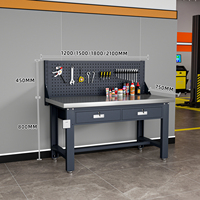 Armoire à outils avec établi et tiroirs, en acier robuste, personnalisable OEM, capacité de charge jusqu'à 1000 kg, pour atelier et garage