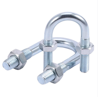 Boulon en U en acier au carbone galvanisé M6-M12 avec 2 écrous, pince pour tuyau, boucle