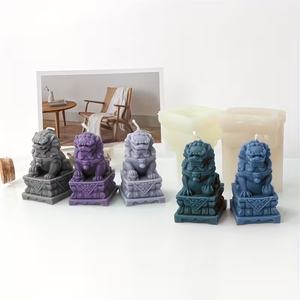 <span class=keywords><strong>Moule</strong></span> en silicone 3D Lion Auspicieux Écologique pour la création de statues Kirin, de bougies en résine et de figurines d'animaux en plâtre, fait main, pour décoration de bureau - Product Image 4