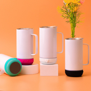 Gobelet Bluetooth à sublimation de 14 oz, blanc, avec haut-parleur intégré, tasse musicale intelligente sans fil avec poignée - Product Image 2